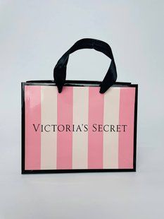 Пакет паперовий "S" Смугастий рожевий Victoria`s Secret 1316593 фото
